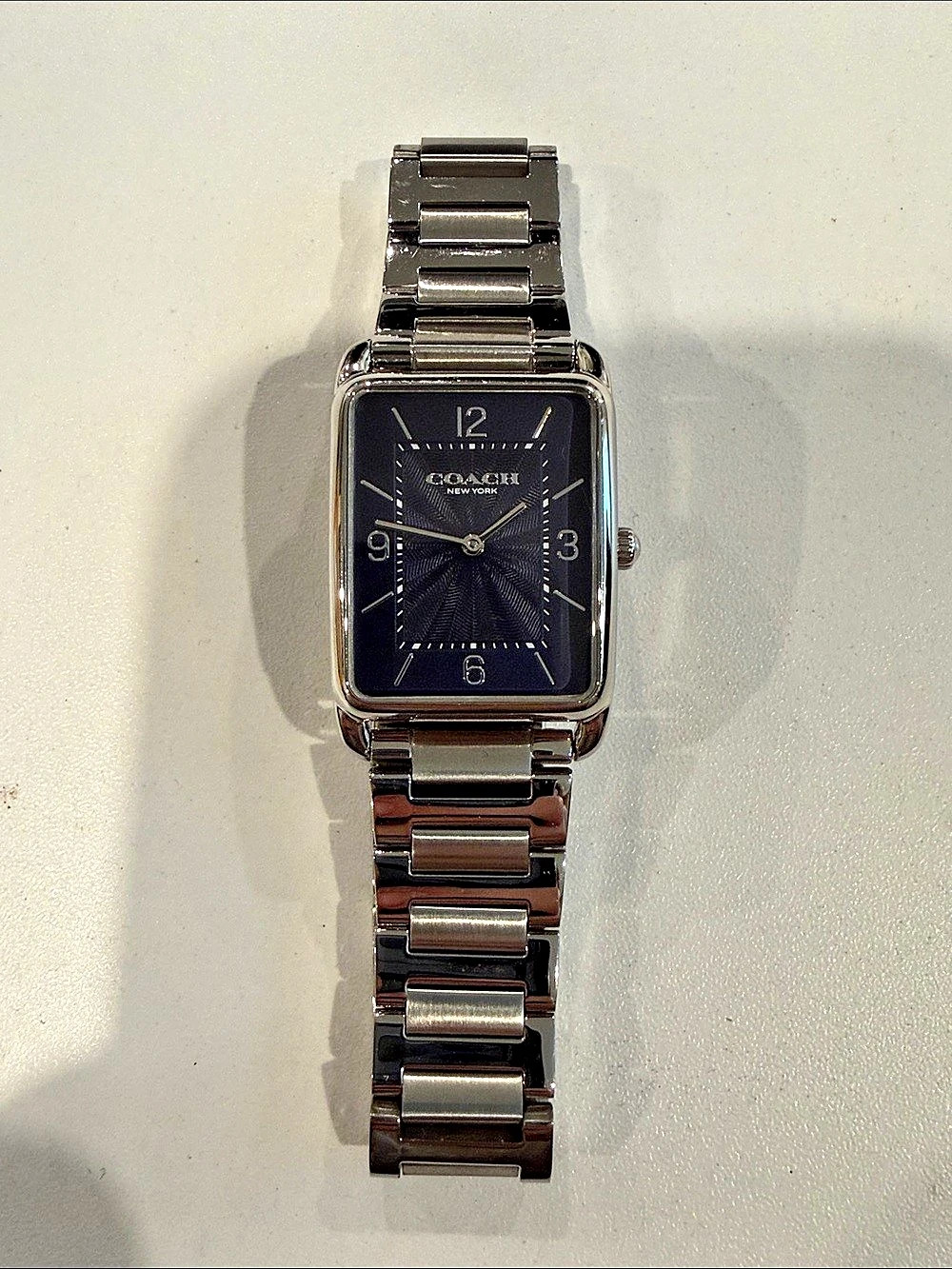 Coach Elliot Rectangular Watch in Silver & Navy LIKE NEW! No box